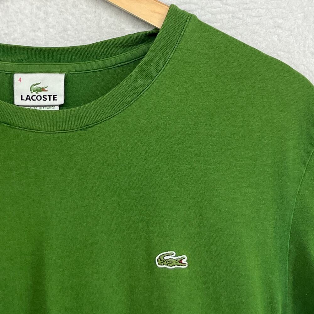 LACOSTE Shirt Mens 4 M Performance Short Sleeve Basic Tee Jersey Cotton Green